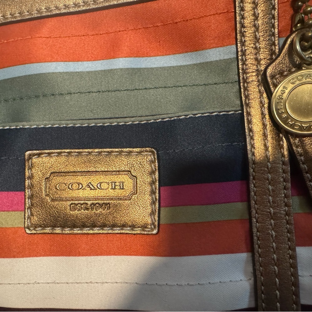 Coach Multicolor Striped Legacy Tote with Gold Accents - Picture 4 of 7